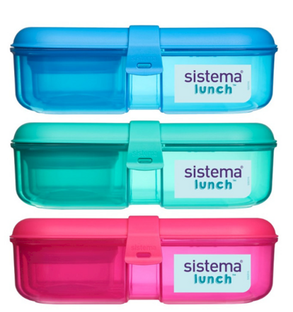 Sistema® Lunch™ Tříkomorová krabička na oběd s nádobou na jogurt 1,1 l, mix barev